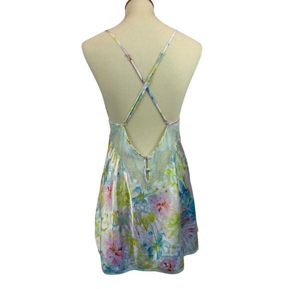 Victorias Secret Floral Lace Trim Satin Nightie Nightgown Lingerie L - Picture 3 of 11